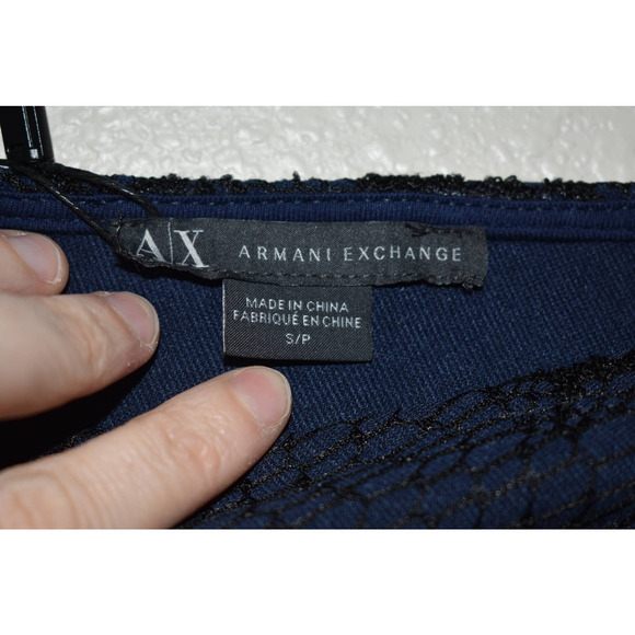 NWT Armani Exchange Navy Blue/Black Lace Dress Size S - Picture 3 of 5
